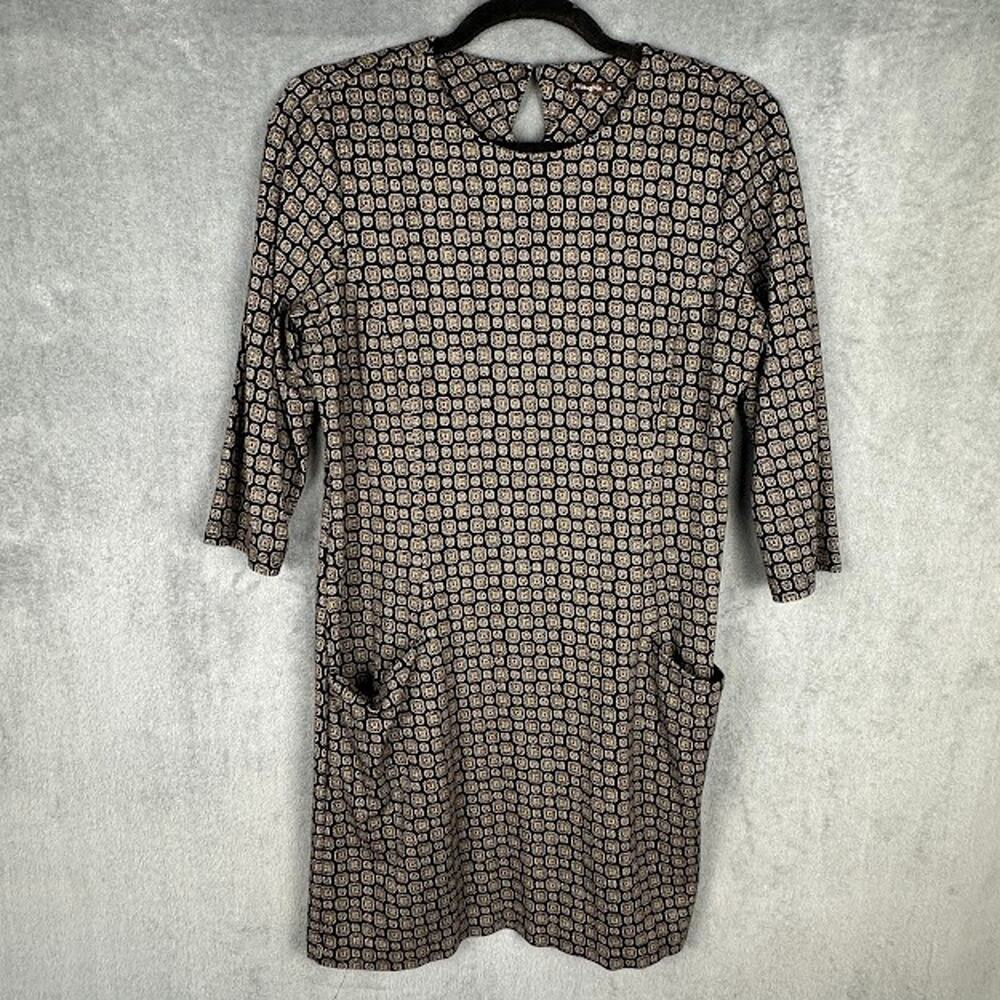 J Mclaughlin Dress Womens Medium Black 3/4 Length Sleeve Preppy Career Classic